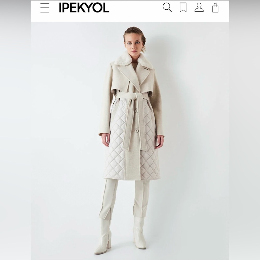 Elegant Cream Quilted Women's Coat - Picture 1 of 1